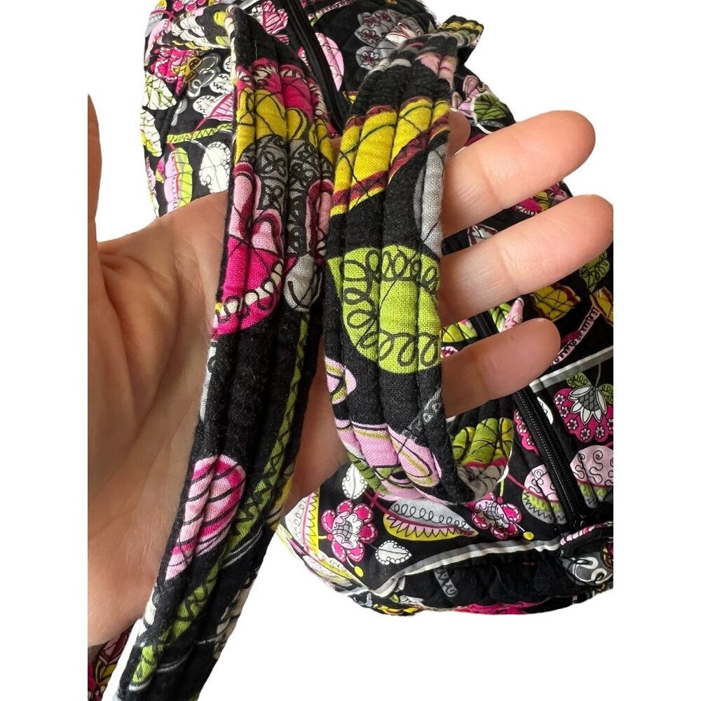 Vera Bradley Quilted Travel Tote Bag 20" Moon Blooms VGUC Black Pink Green White - Picture 5 of 16